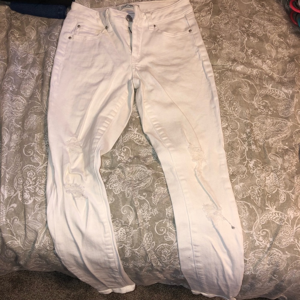 White ripped jeans